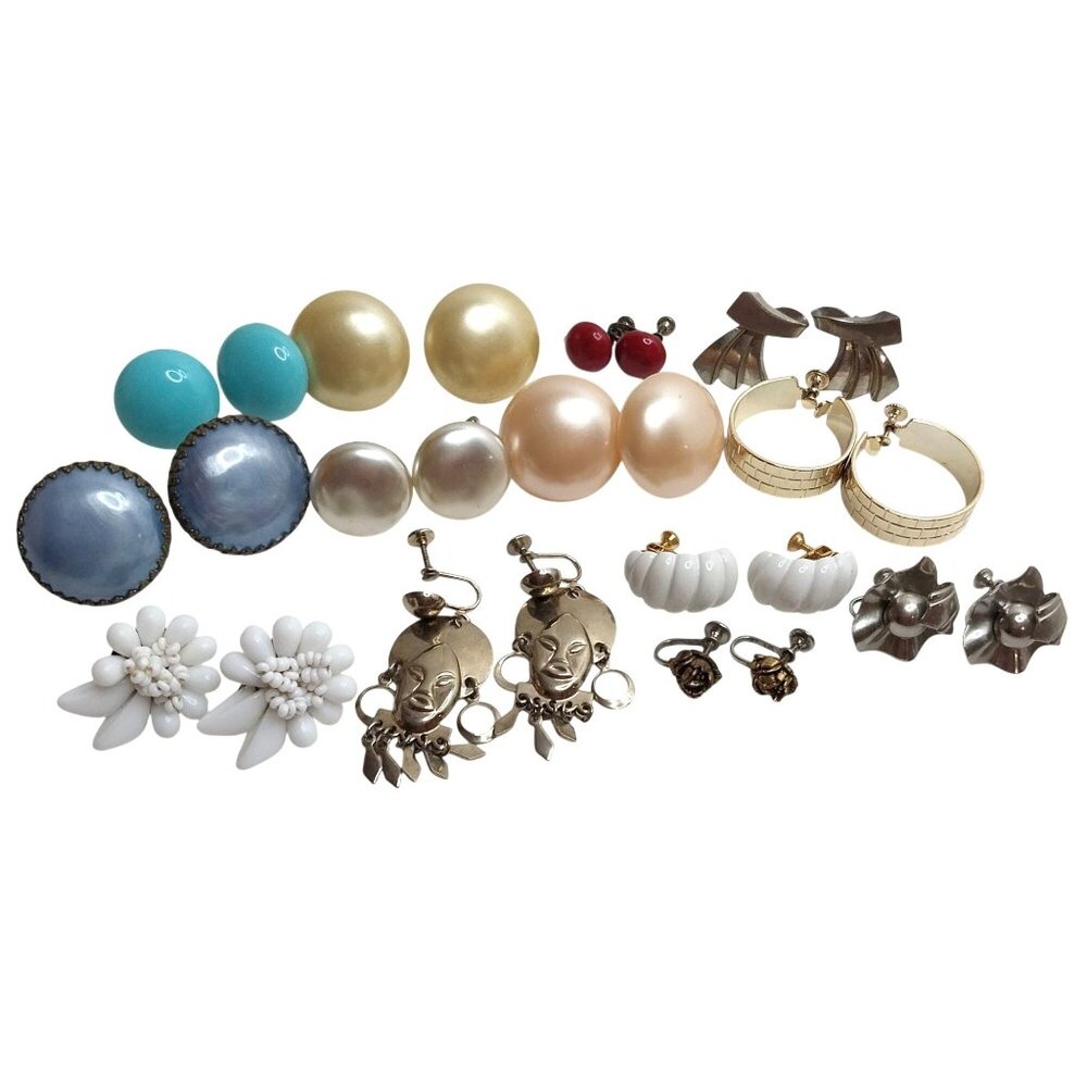 Vintage Screw-Back Earrings Lot Some Signed
